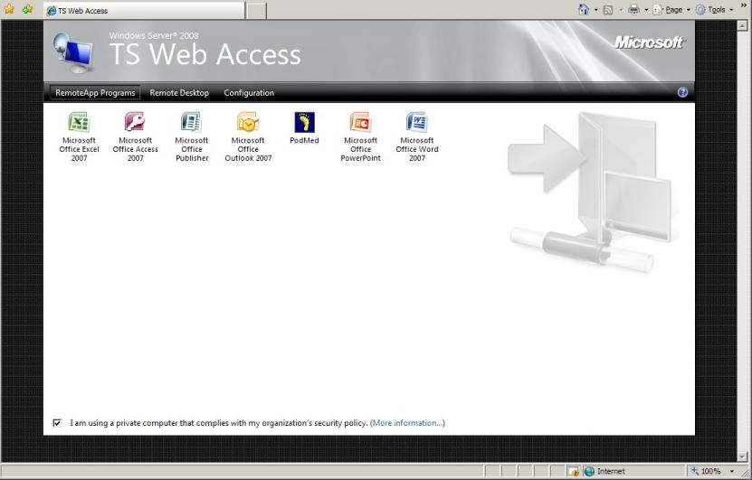 2008 Terminal Services WebApp